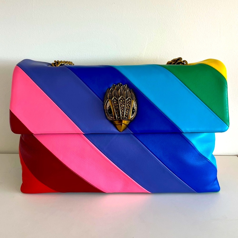 GIANT Rainbow Lambskin Kensington XXL bag from Kurt Geiger